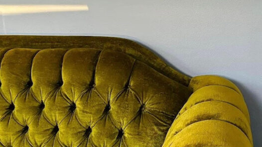 Moss Green Colored Velvet tuffted couch