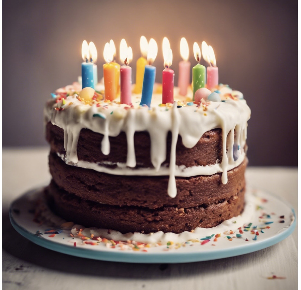 Stock Photo of a chocolate birthday cake with candles