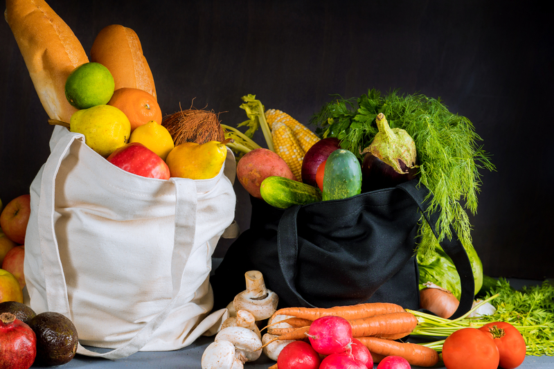 Reusable Grocery Bags Filled with Produce